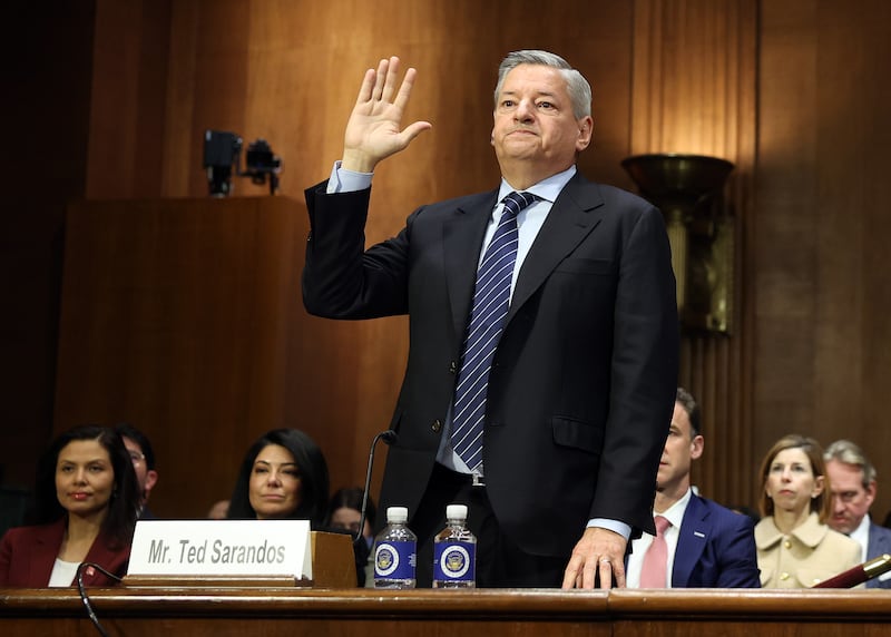 Ted Sarandos is sworn-in before testifying before the Senate Judiciary Committee Subcommittee on Antitrust, Competition Policy, and Consumer Rights 2026
