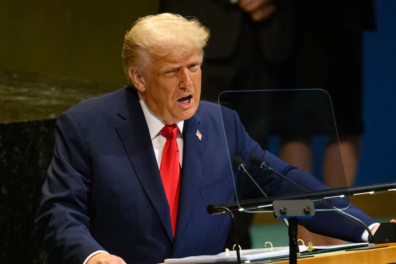 Donald Trump speaks to the 80th session of the UN’s General Assembly (UNGA) at UN Headquarters on September 23, 2025 in New York City.