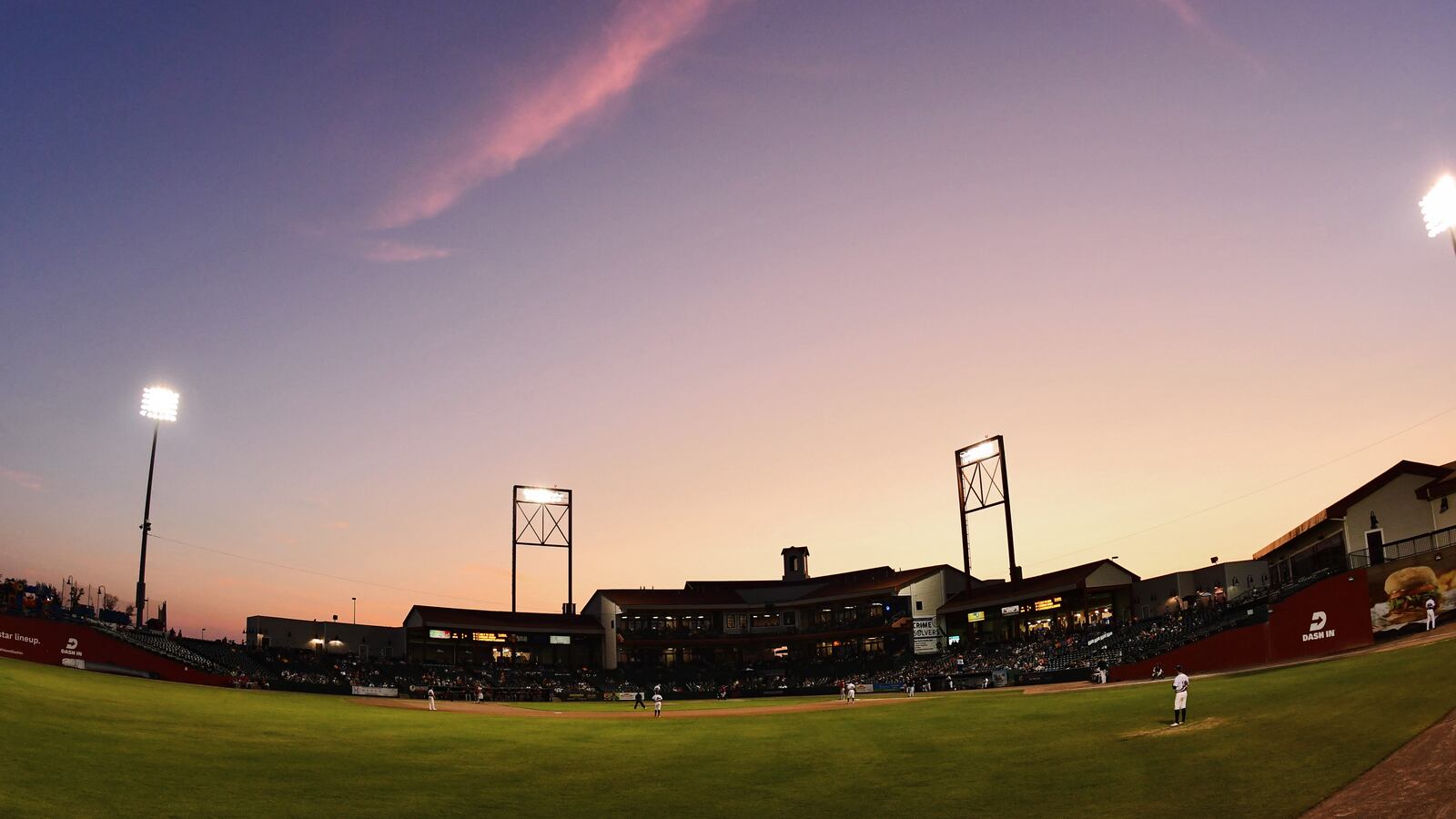 A sunset over the Regency Furniture Stadium in Waldorf, Maryland.
