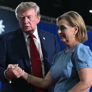 President Donald Trump with Senator Darline Graham at a campaign rally at Myrtle Beach Convention Center in Myrtle Beach, South Carolina on August 21, 2026.