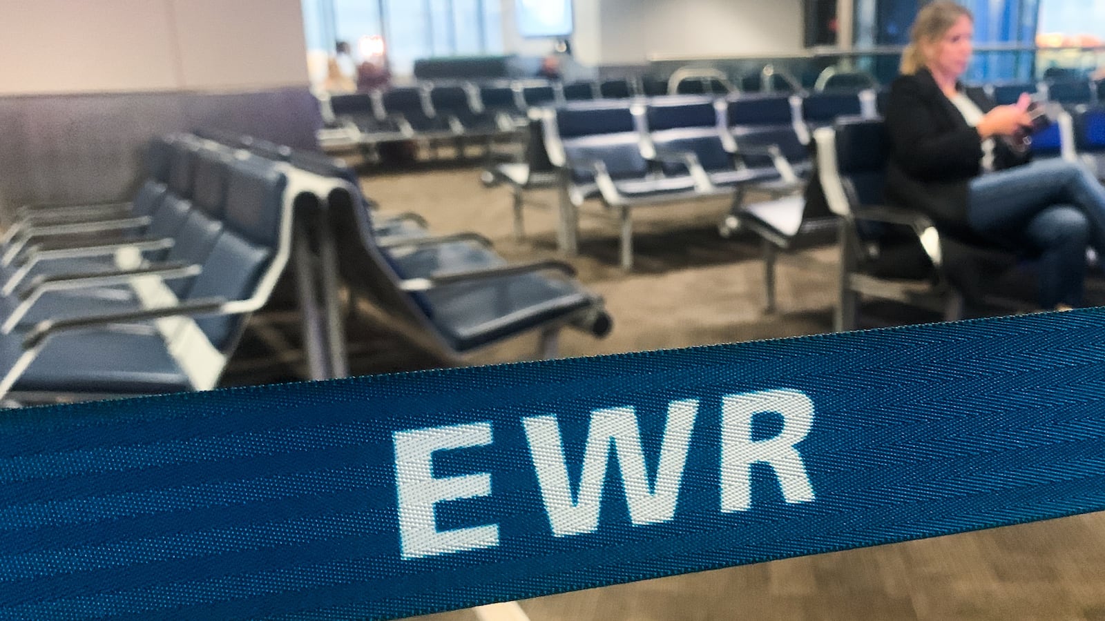 EWR sign is seen at Newark Liberty International Airport in Newark, United States, on October 26, 2022.