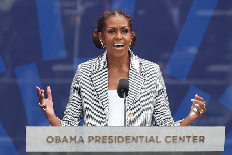 Former First Lady Michelle Obama, 62, spoke at Thursday’s ceremony.