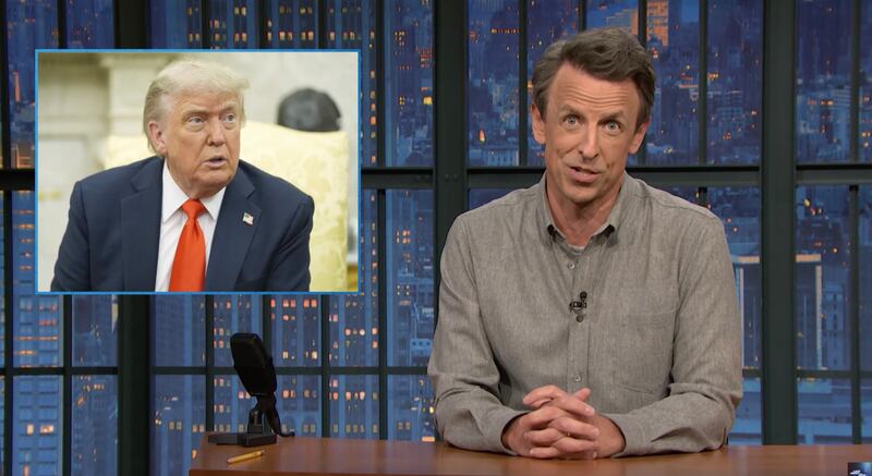 Seth Meyers skewers Donald Trump on Late Night with Seth Meyers.