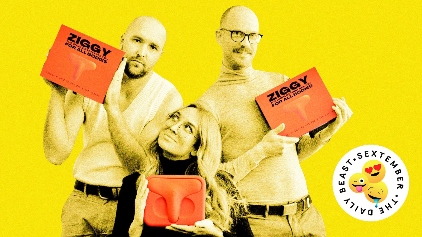 An illustration including photos of Ziggy, The World's First Sext Toy for All Bodies