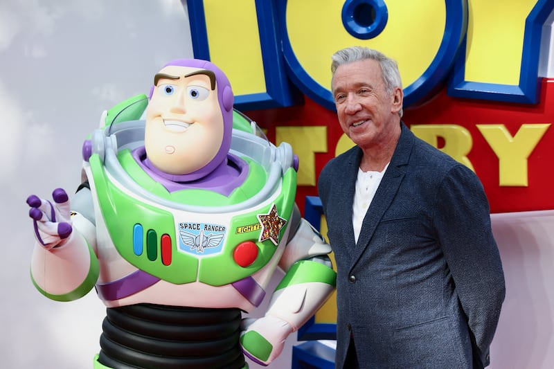 Tim Allen and Buzz Lightyear attend the "Toy Story 5" UK launch event in London, Britain, May 28, 2026.