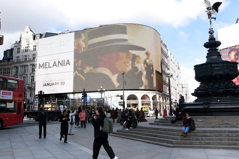 Advertising for the Amazon documentary of First Lady, Melania Trump in London.