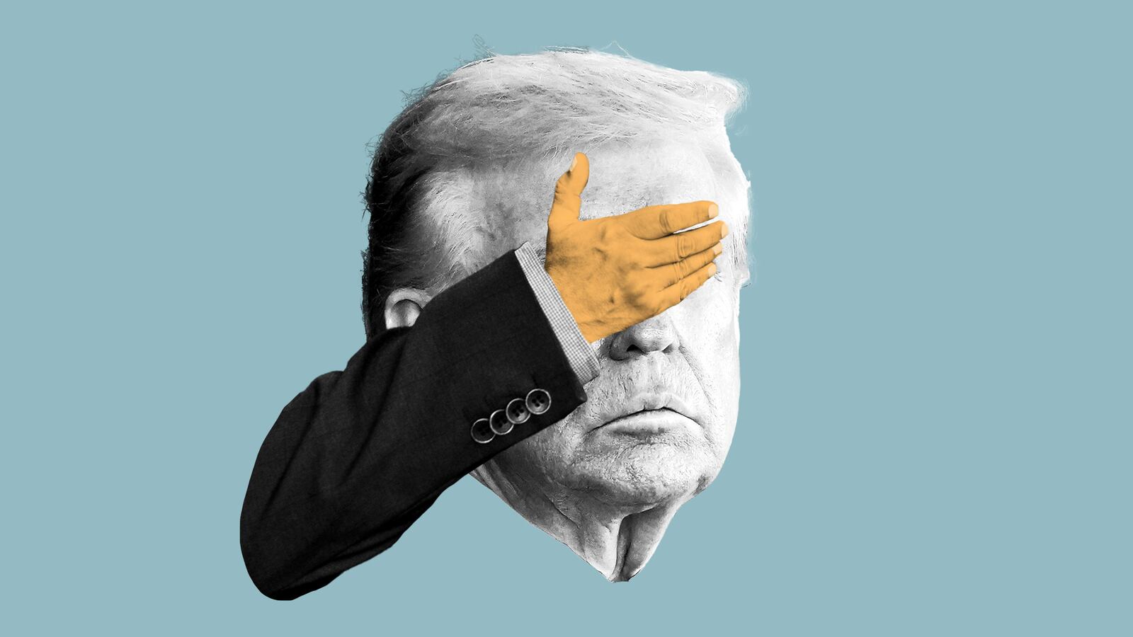Donald Trump with a face palm over his face