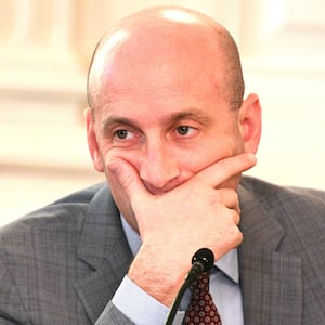 White House Deputy Chief of Staff Stephen Miller attends a roundtable about Antifa