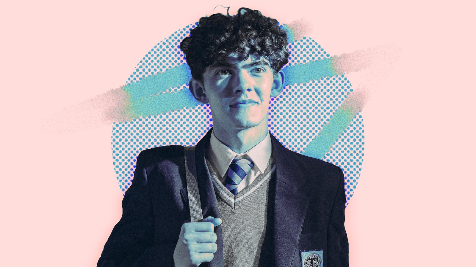 A photo illustration of Joe Locke on Netflix's Heartstopper.