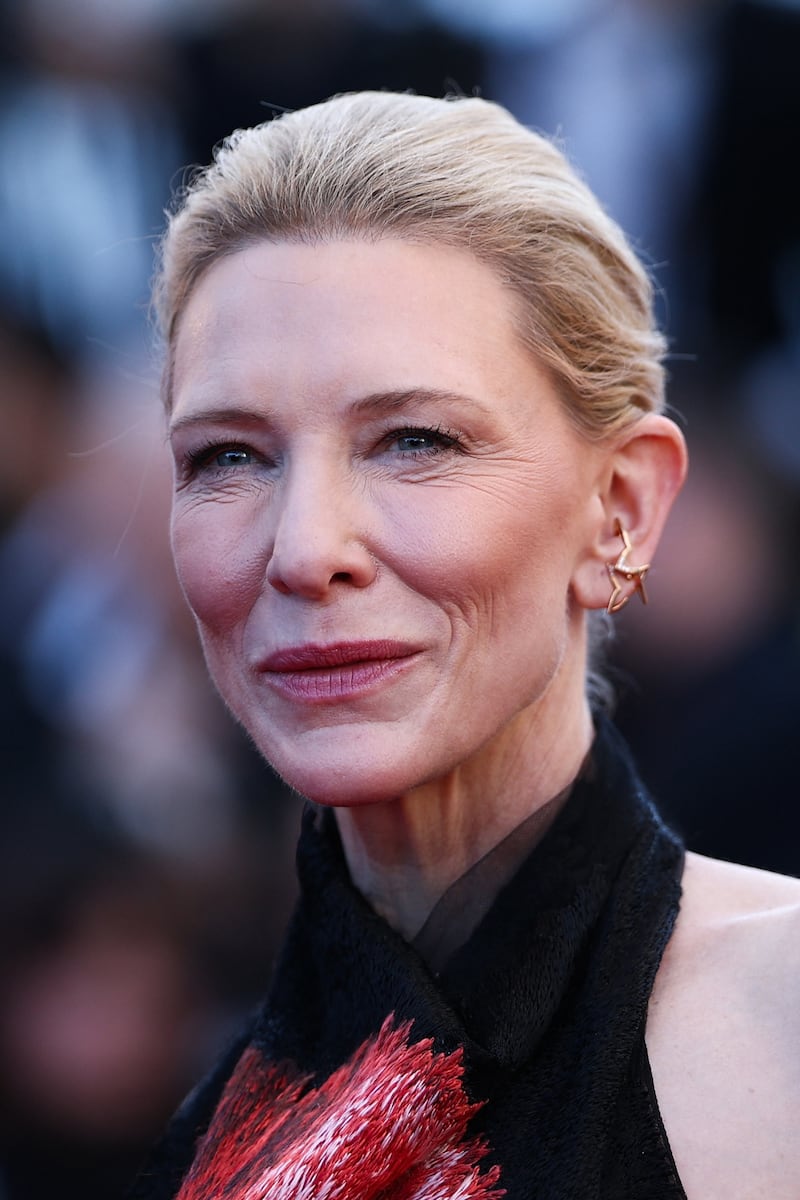 Cate Blanchett poses on the red carpet during arrivals for the screening of the film "Garance" (Another Day) in competition at the 79th Cannes Film Festival