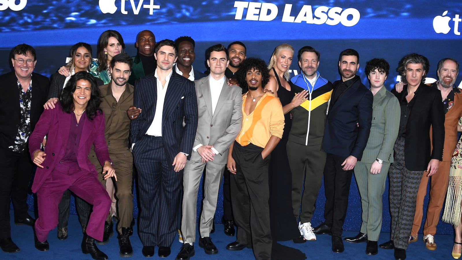 Jeremy Swift, Cristo Fernández, Ambreen Razia, Stephen Manas, Ellie Taylor, Phil Dunster, Moe Jeudy-Lamour, Toheeb Jimoh, Billy Harris, Kola Bokinni, Moe Hashim, Hannah Waddingham, Jason Sudeikis, Brett Goldstein, Charlie Hisock, James Lance, Brendan Hunt and Jodi Balfour from Ted Lasso.