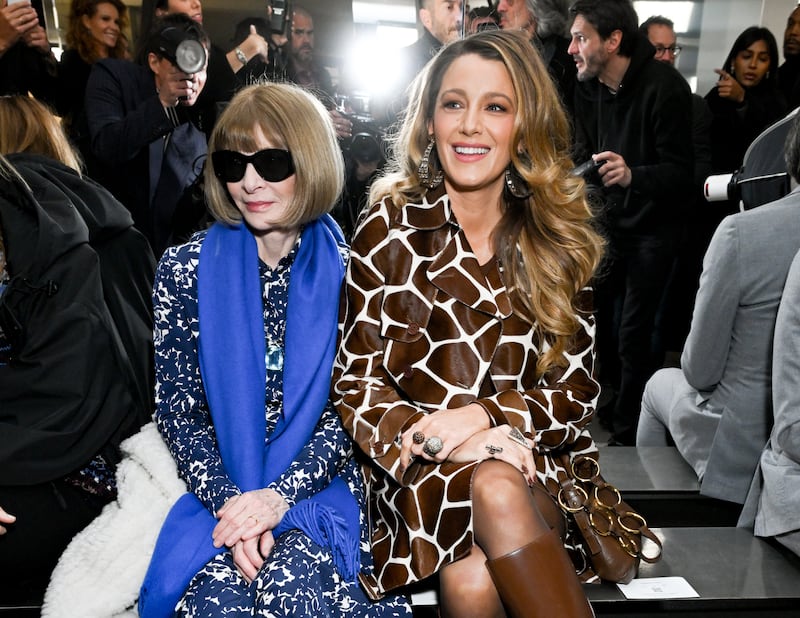 Anna Wintour and Blake Lively at Michael Kors RTW Fall 2024 as part of New York Ready to Wear Fashion Week held on February 13, 2024 in New York, New York.