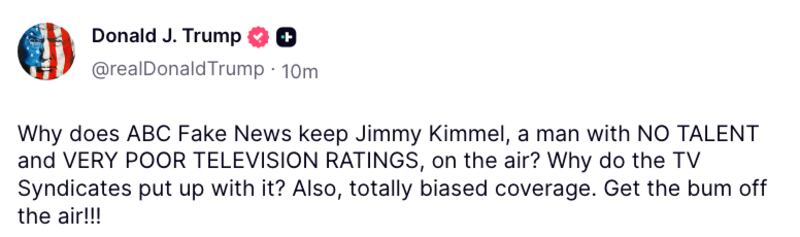 Donald Trump Truth Social post