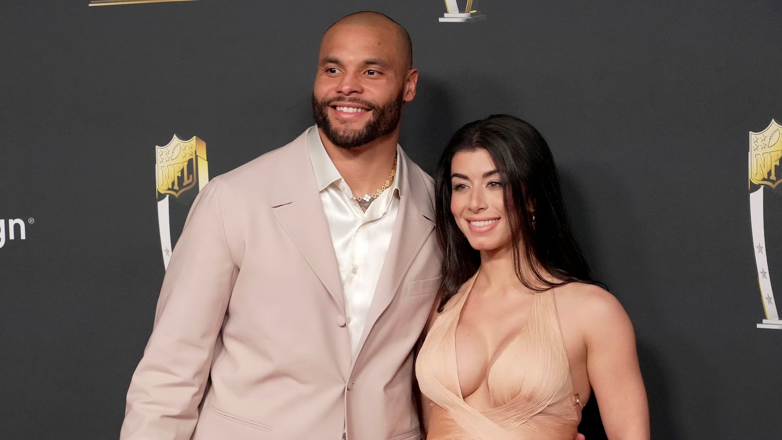 Dak Prescott and Sarah Jane Ramos pose for a picture at the 15th Annual NFL Honors.