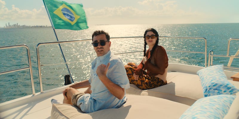 Dan Levy and Taylor Ortega